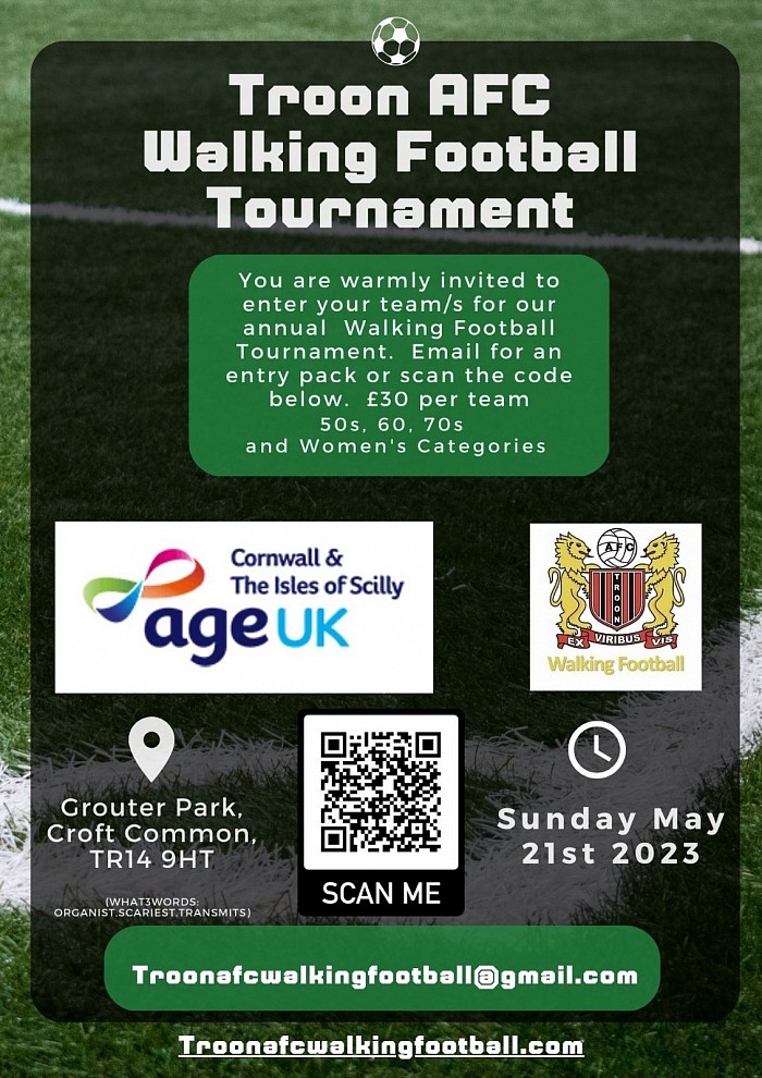 Entries now open for the annual Troon AFC Walking Football Tournament